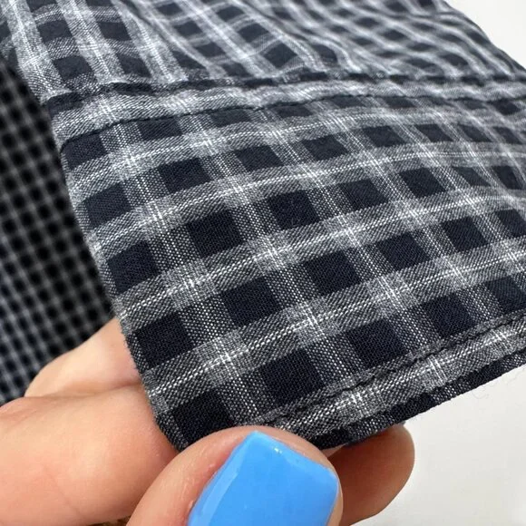 All Saints Murdo Long Sleeve Shirt M Grey Plaid Checkered Button Office Work - Picture 10 of 10